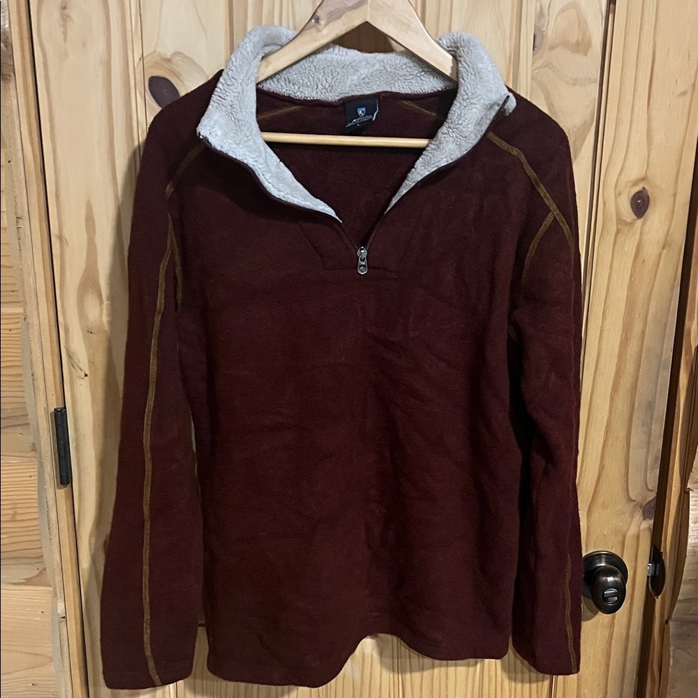 Kuhl Men's Europa 1/4 Zip Up Fleece Sweater - Burgundy - Picture 6 of 7
